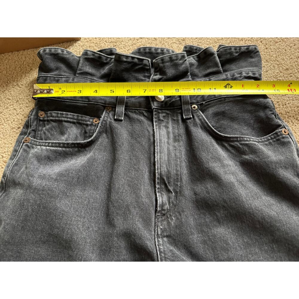 Agolde Black Jeans Straight Leg High Rise Denim Lettuce Waistband Cotton Basics - Picture 7 of 8